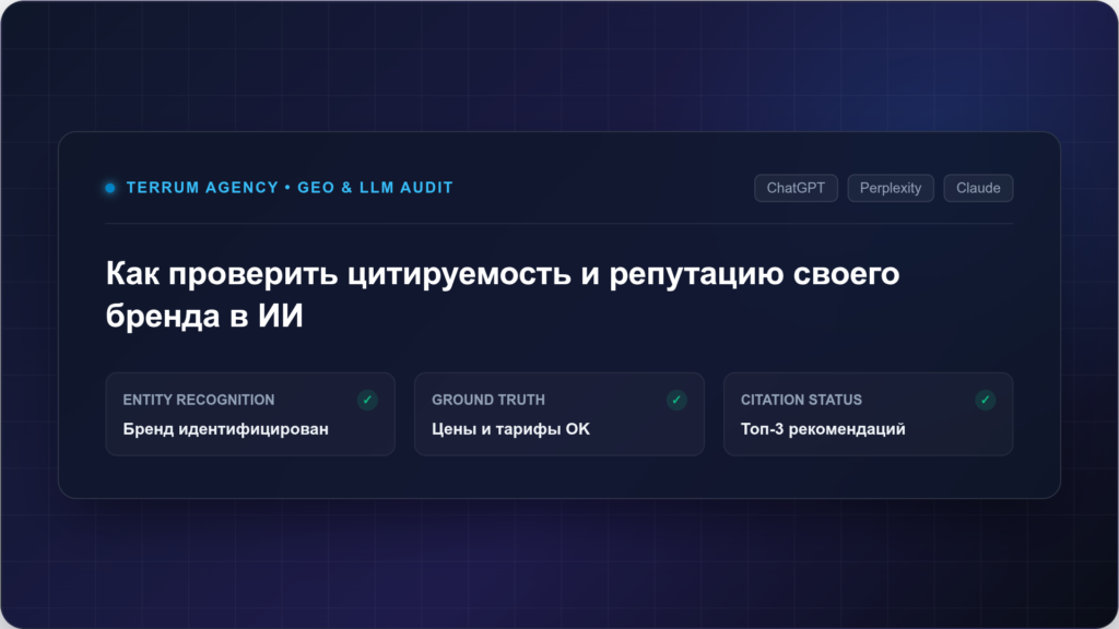 Чек-лист: как проверить цитируемость и репутацию бренда в ChatGPT и Perplexity | Terrum Agency
